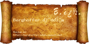 Berghoffer Ádám névjegykártya